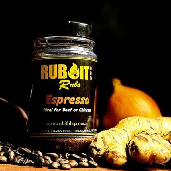 Rub It BBQ, wholesale meat rubs, herbs and spices – Espresso BBQ Rub for beef or chicken.