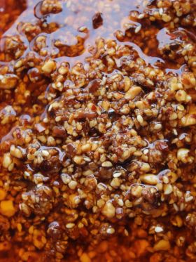 Campbell Condiments Vegan Sambal served with glazed salmon, showcasing artisan clean-label condiment