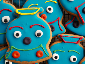 Hosome Gingerbread handmade iced gingerbread biscuits including dinosaur, train, shark and heart des