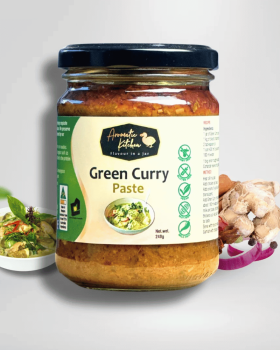 Six Aromatic Kitchen curry paste jars, including Butter Chicken, Vindaloo, Green Curry, Red Curry, T