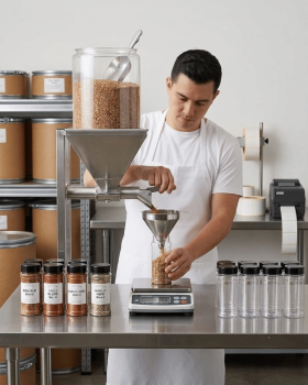 Wholesale food packaging range featuring glass sauce bottles, condiment bottles and PET spice jars f