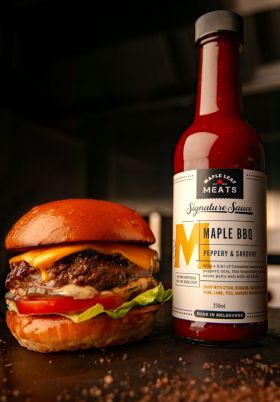 Maple Leaf Meats logo featuring Canadian maple leaf and the words ‘Signature Sauce’ – Australian-mad