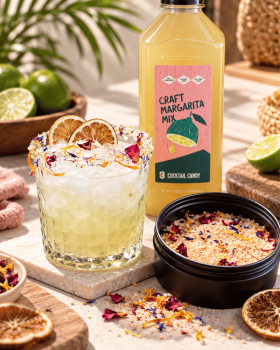 Cocktail Candy range of dehydrated fruit garnishes, cocktail salts and sugars, edible flowers and Cr