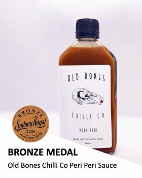 Three Old Bones Chilli Co hot sauce bottles, Smoked Garlic Chilli Sauce, Jalapeño & Garlic Pepper Sa