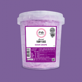 Fluffy Crunch gourmet fairy floss branding over pink and white fairy floss background