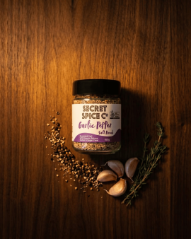 Secret Spice Co certified organic spice blends and seasonings in reusable glass jars and refill pouc