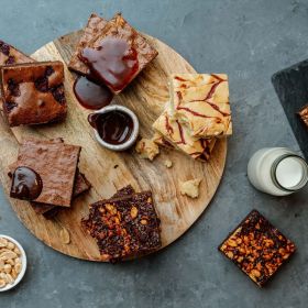 Luxury Brazen Brownies Christmas gift box with assorted individually wrapped brownies, presented in