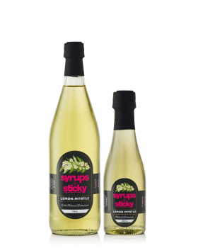 Sticky flavoured syrups range including native botanical syrups and classic flavours, Australian-mad