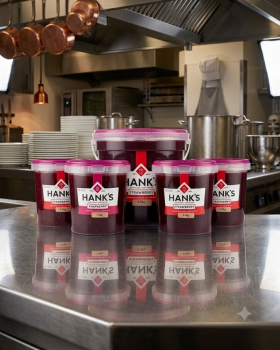 Hank's Foods Australian-made handcrafted jams, chutneys and relishes in 1.2kg foodservice tubs and r