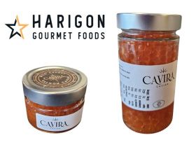 World-class caviar served on a gourmet dish with salmon and herrings, showcasing Harigon Gourmet Foo