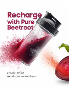 Indus Farms superfood powders with vibrant yellow and red fruit powders surrounded by mango slices a