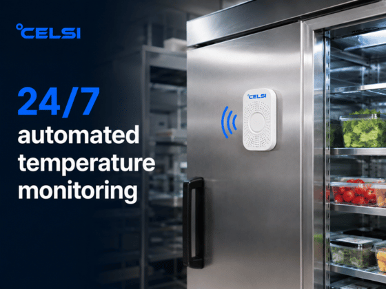 °Celsi 24/7 automated temperature monitoring system installed on a commercial refrigerator for conti