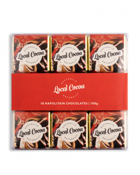 Local Cocoa Australia logo reading “Local Cocoa – Naturally” over an aerial view of lush green fores