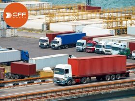 CFFWORLD Transport billboard with company logo and slogan “The Way Forward” displayed on an oran