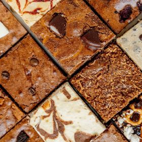 Assorted Brazen Brownies gift box featuring a variety of gourmet flavours, including gluten free opt