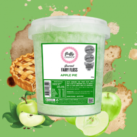 Fluffy Crunch gourmet fairy floss branding over pink and white fairy floss background