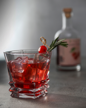 Blazed Liquor small-batch cherry and green walnut liqueurs in 50ml, 200ml and 500ml bottles displaye