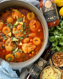 Award-winning Zee's Love In A Jar Shakshuka Sauce served with baked eggs, showcasing Australian-made
