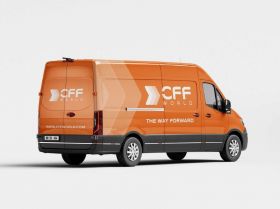 CFFWORLD Transport billboard with company logo and slogan “The Way Forward” displayed on an oran