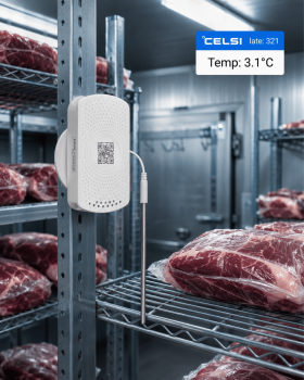 °Celsi 24/7 automated temperature monitoring system installed on a commercial refrigerator for conti