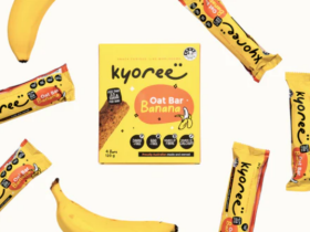 Kyoree oat bar range in banana, berry and cocoa flavours, individually packaged kids snack bars disp