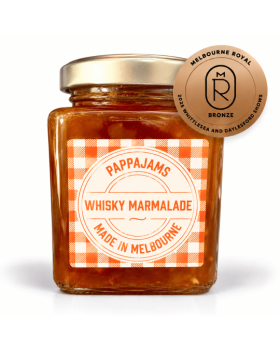 PappaJams Raspberry & Rhubarb, Chilli Mango and Spiced Pineapple and Gin Jam jars displayed with ras