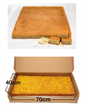 Gluten-free layered cake by Melinda’s Gluten Free Goodies, featuring a frosted sponge cake displayed