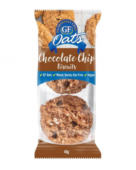 GF Oats wholesale biscuits range including ANZAC Biscuits and Chocolate Chip Biscuits in retail pack