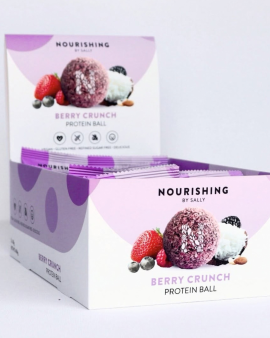 Nourishing By Sally contract manufacturing of wholefood prote balls in coconut and cacao varieties,