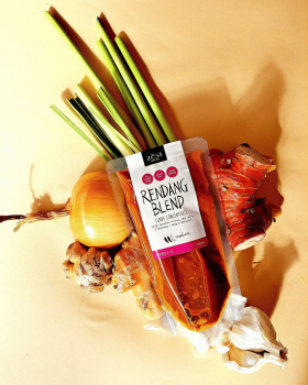 Zest Byron Bay spice pastes and curry blends displayed on a pink background with the brand logo.