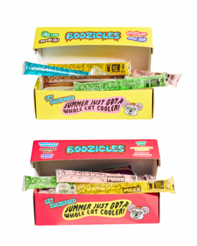 Boozicles logo featuring a cartoon koala holding the Boozicles name in bold lettering, representing