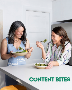 Content Bites branding with green background and tagline “Where passion for food, wine and marketing