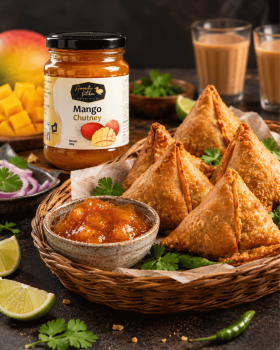 Aromatic Kitchen Mango Chutney, Tamarind Chutney, Lime Pickle, Chilli & Lime Jam and Eggplant Kasund