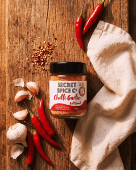 Secret Spice Co certified organic spice blends and seasonings in reusable glass jars and refill pouc