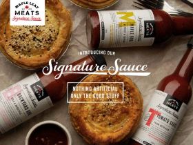 Maple Leaf Meats logo featuring Canadian maple leaf and the words ‘Signature Sauce’ – Australian-mad
