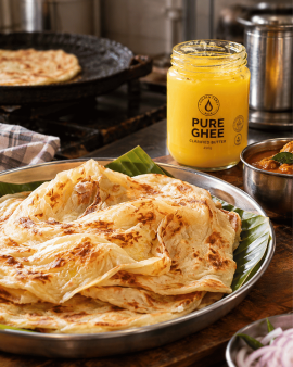 Golden Farm Australia wholesale ghee range showing retail jars and bulk foodservice tubs of Australi