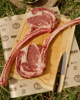 Premium Macka's Australian Black Angus Beef steak showcasing wholesale Black Angus beef with verifie